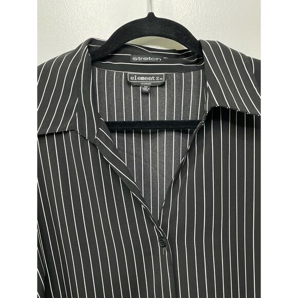 Elementz Stretch High Low Button Front Shirt Striped Black Women's Size 2X NWT - Picture 5 of 10